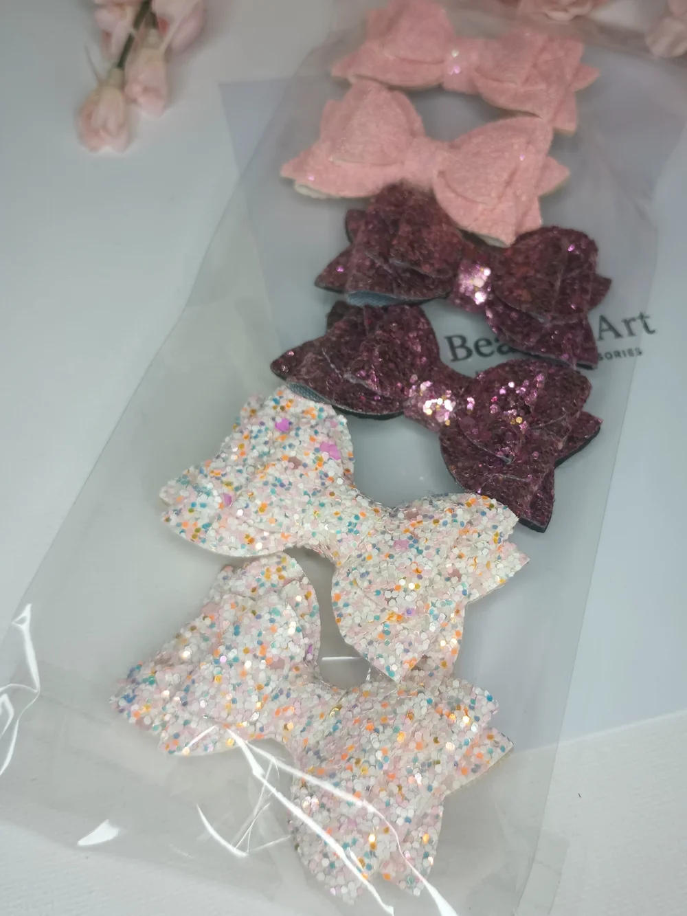 3 Pairs Glitter Bows On Alligator Clips-cute Hair Accessory Set🎀✨